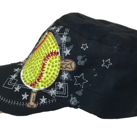 Distressed Bejeweled Embroidered "Leader" "L.O.G.A." champion softball hat. - Picture 3 of 10